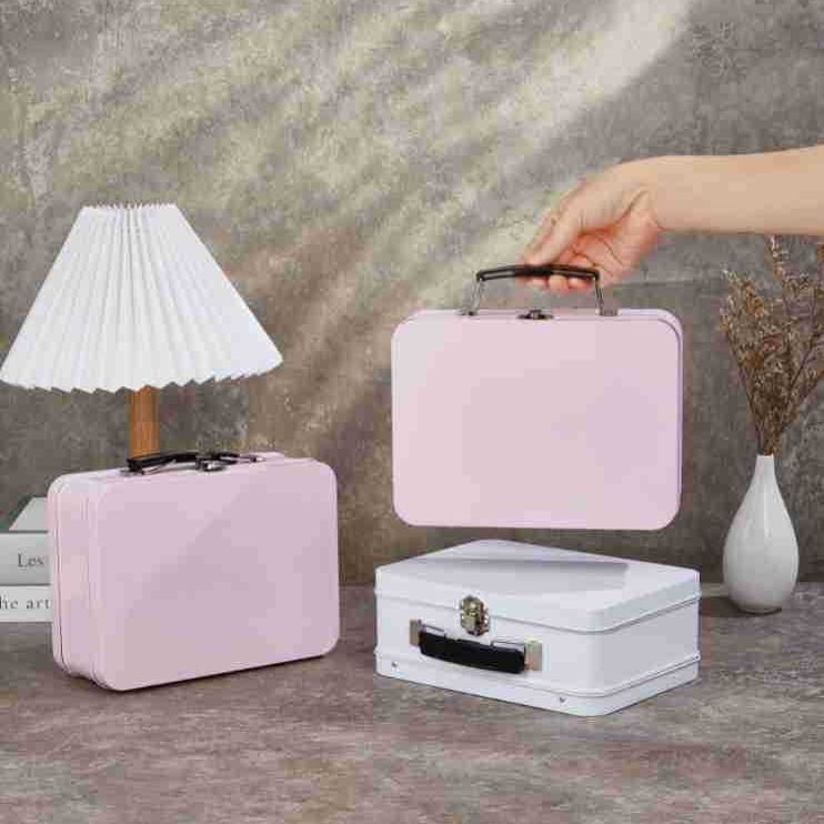 Tinplate Lunch Box Suitcase Metal Latch Jar New Year's Gift Hand-Held Gift Storage Cosmetics Gift Box
