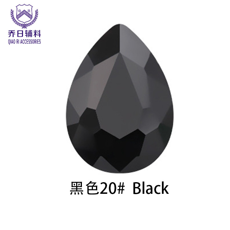 Picture of Factory wholesale 18*25 water drop double hole glass wedding dress diamond diy hair accessories shoes accessories beads in stock