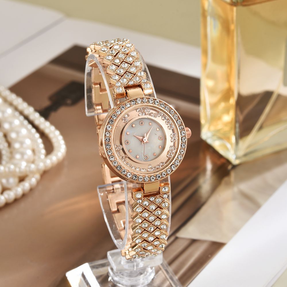New Fashion Round Full Diamond Watch Women's Small Dial Small Fragrant Style Full Diamond Chain Bracelet Watch