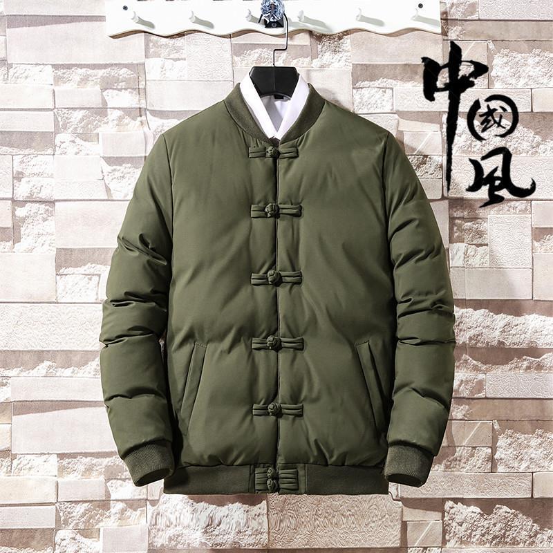 Picture of Chinese Style Men's Coat with Buckle Cotton-padded Coat Vintage Chinese Style Tang Suit Cotton-padded Coat Men's plus size Fat Down Cotton-padded Coat Coat Winter