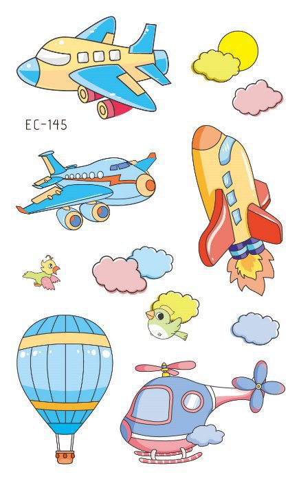 Picture of Children's Cartoon Transport tattoo Paper stickers Aircraft Ship Train Track Creative tattoo stickers