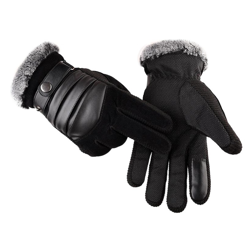Pigskin gloves men's cycling motorcycle cold-proof warm factory gloves wholesale winter thickened fleece-lined warm