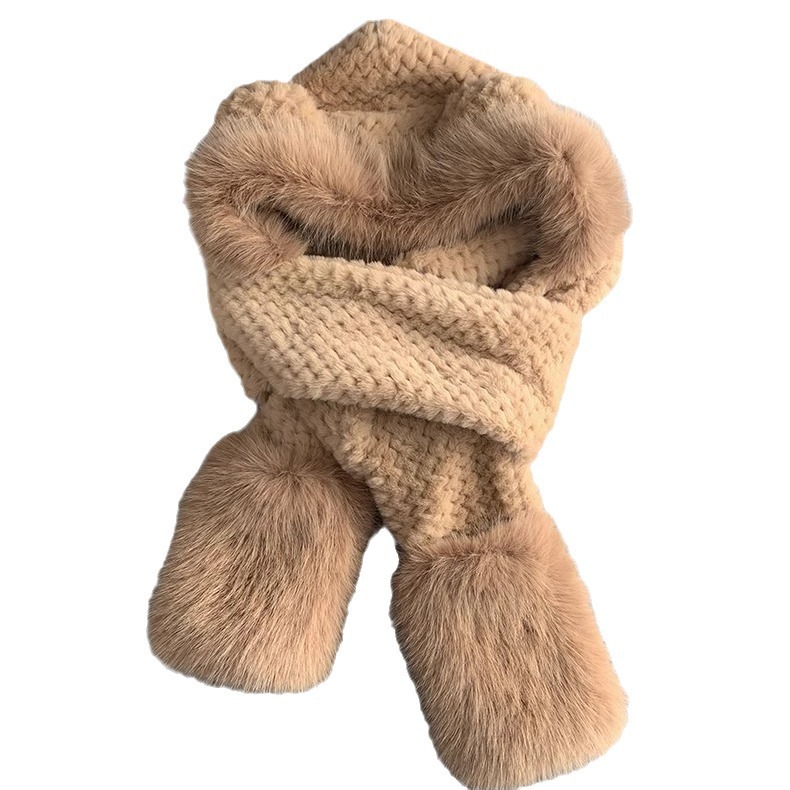 Picture of Cute Bear Hat Gloves Three-in-One Scarf Plush Hat Winter Riding Women's Easy Outdoor High-Level Warm Hat