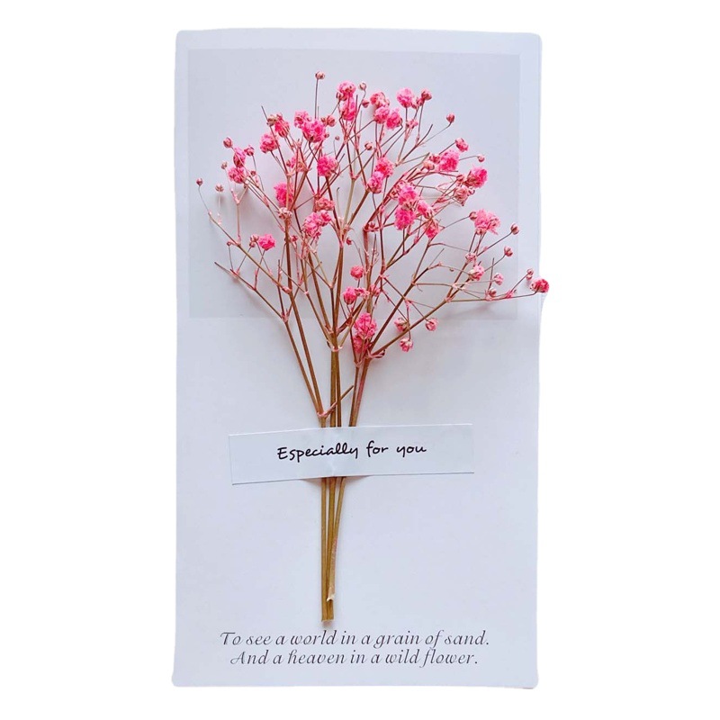 Picture of Gypsophila Dried Flower Greeting Card Birthday Greeting Card Creative Handmade Card Mid-Autumn Festival Handwritten Creative Universal Greeting Card