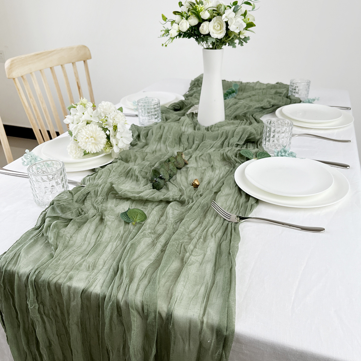 Picture of Wrinkle Cloth Table Flag Birthday Party Wrinkle Cloth Decorations Wedding Bari Twist Wrinkle