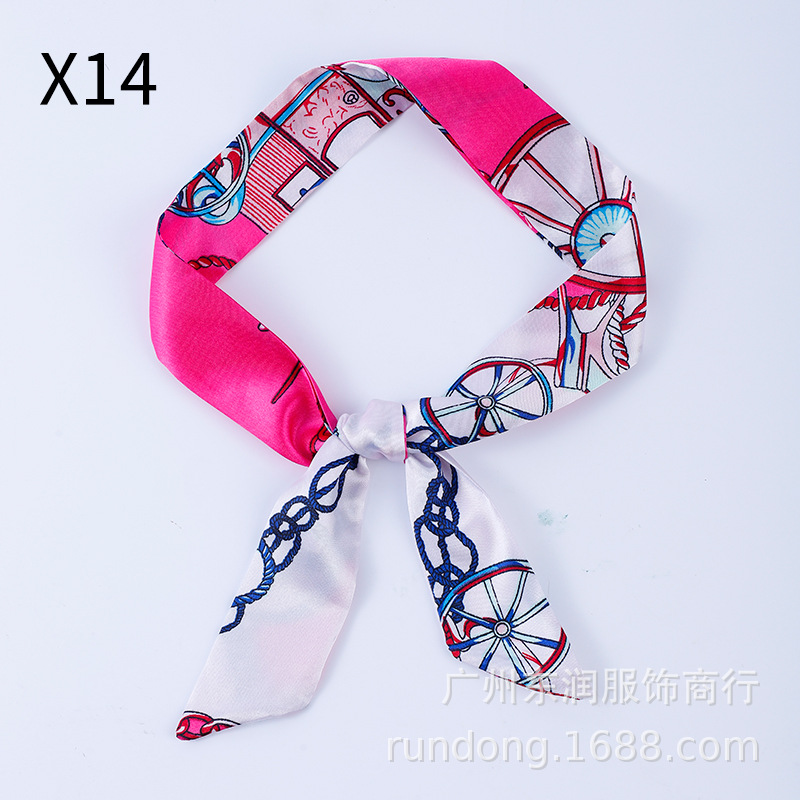 Picture of Silk Scarf Wholesale Long Beveled Small Silk Scarf Double-layer All-match Hair Belt Ribbon Decoration Tie Bag Hand Gift Box Silk Scarf