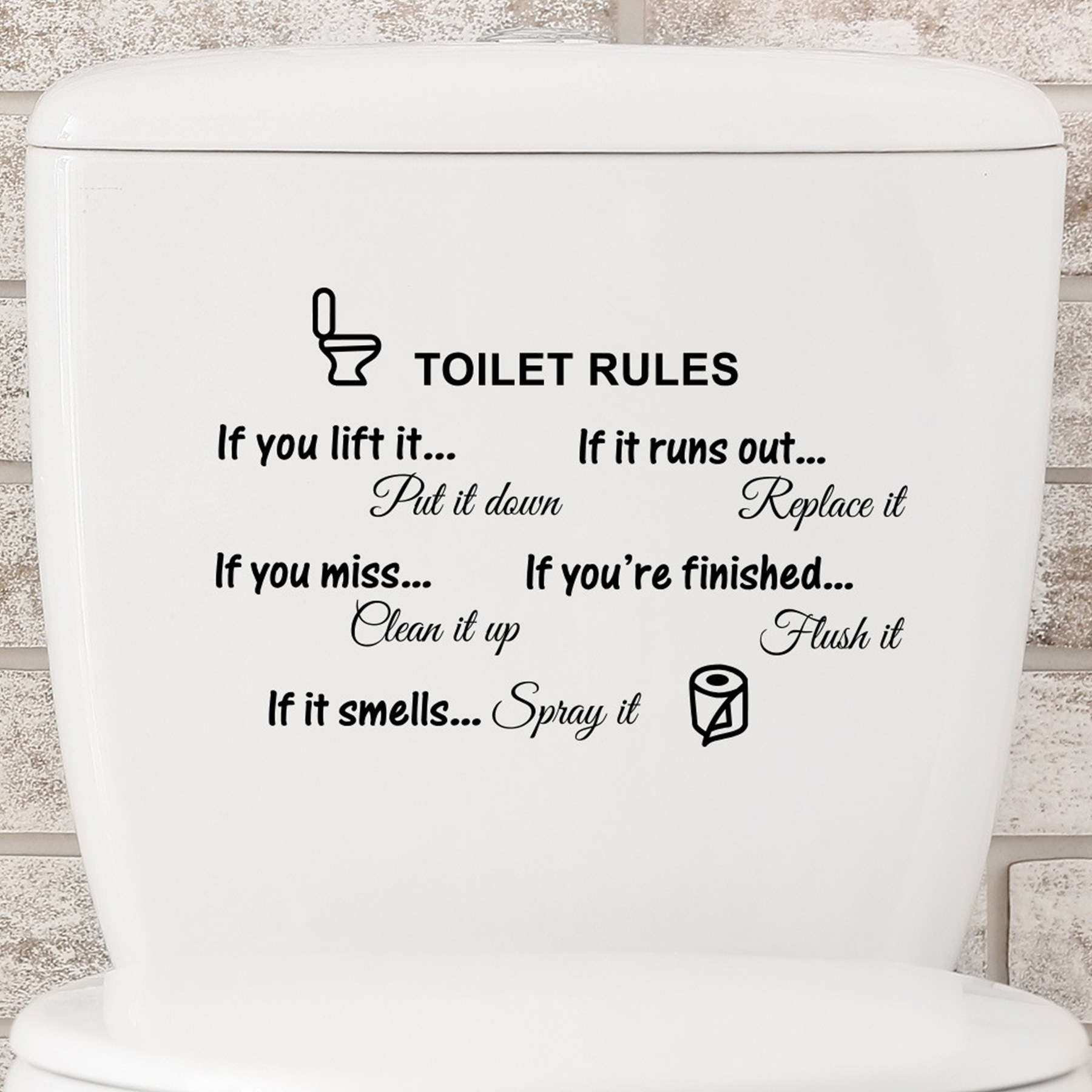 Toilet Rules Toilet Toilet Bathroom Home Background Decorative Wall Sticker Cross-Border Removable A1095