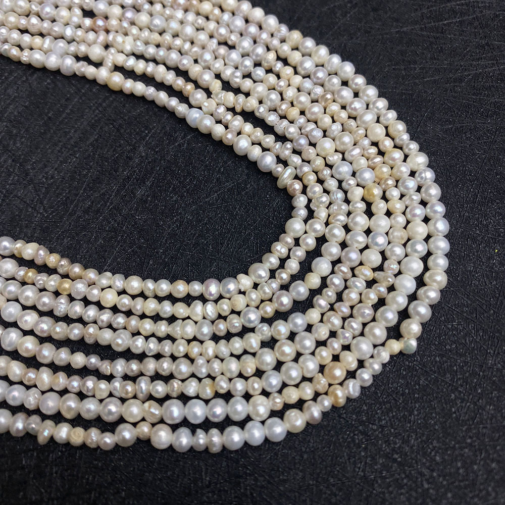 Picture of Grade A Natural Freshwater Pearl Beads 3-4mm Irregular Two-sided Light Pearl DIY Necklace Jewelry Bracelet Accessories