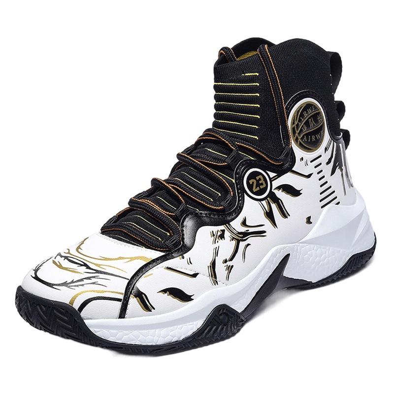 Cross-border plus size High-top Flying Weaving Sports Men's Shoes Spring Trendy Shoes Casual All-match Basketball Shoes Men's Popcorn Running Shoes