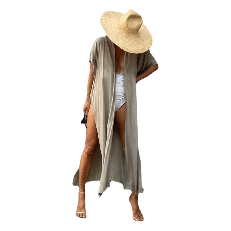 Amazon Cross-border New Large Size Beach Coat Sunscreen Cardigan Bikini Blouse Vacation Swimwear Women
