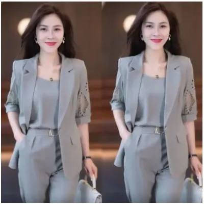 Picture of Professional Three-Piece Suit for Women 2025 New Fashion Summer Slimming and Western Style Harem Pants Suit Thin