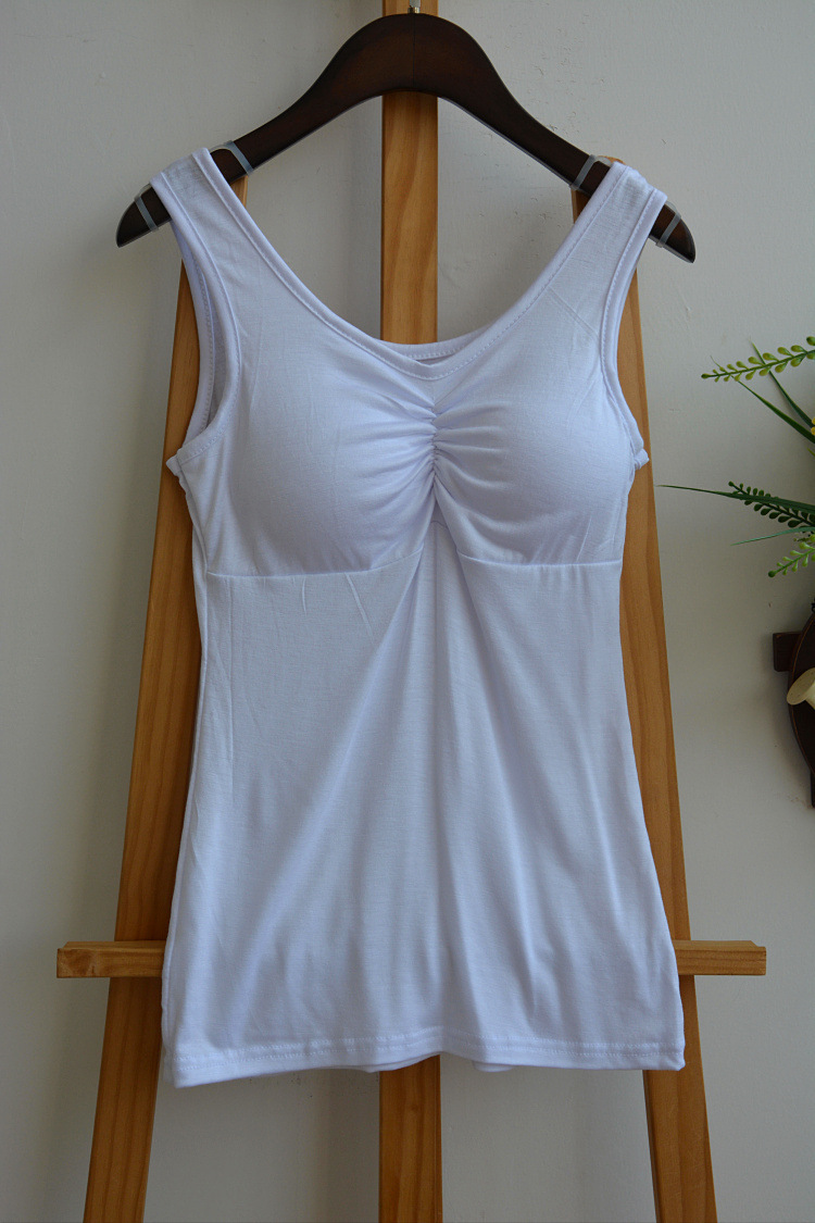 Picture of Candy Color Steel Ring Comfortable Base Solid Color Sling Bust Cotton Vest Belt Chest Pad No Wear Bra Vest Sports Large Size