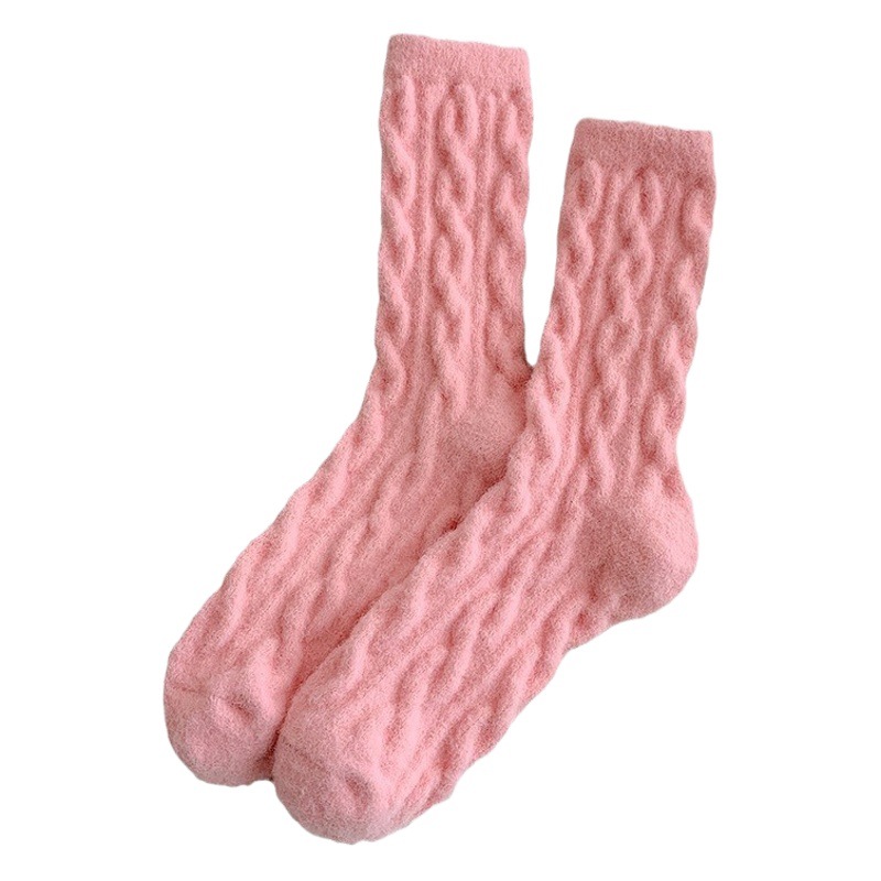 Autumn and Winter new mink velvet socks women's mid-calf length socks fleece-lined thick warm sleep socks floor cold-proof confinement socks women