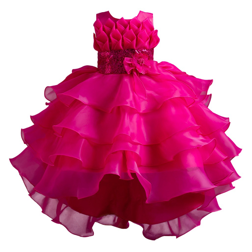 New big children's gorgeous elegant trailing princess dress model catwalk dress Festival party costume one-piece delivery