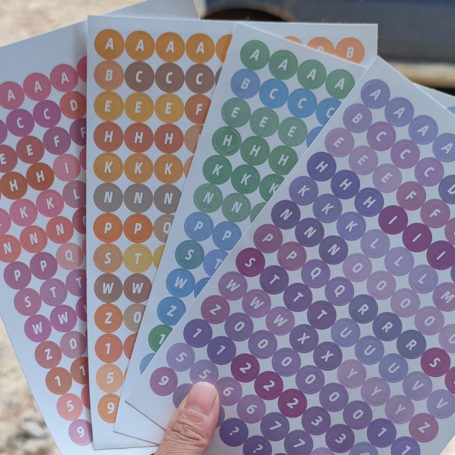 Korean ins Candy Color English Alphanumeric Sticker Paperian Color Round Marker Sticker Hand Account Number