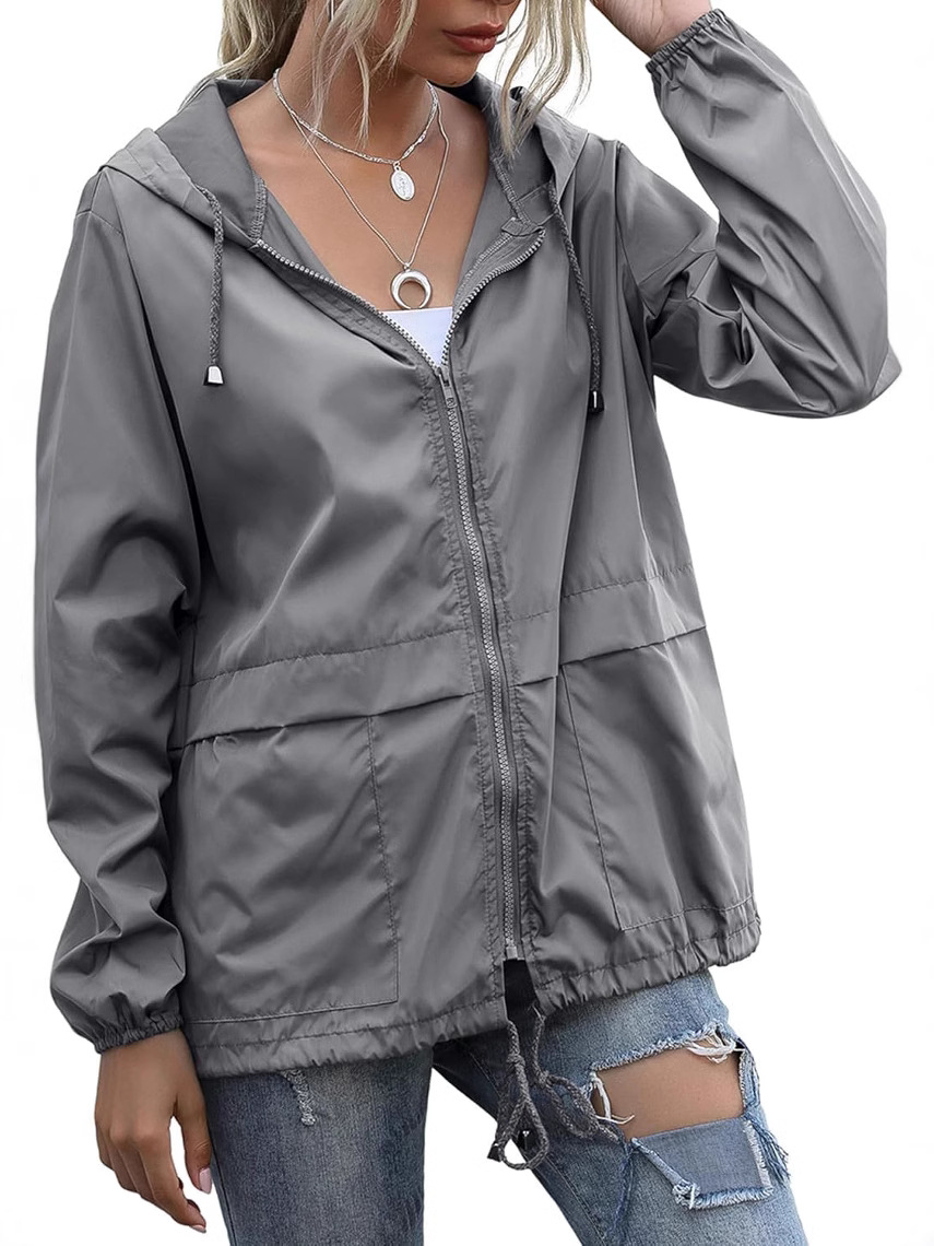 Picture of Windproof and Waterproof Amazon Wish Cross-Border Women's Zipper Hoodie Lightweight Outdoor Hiking Rainoutwear Jacket