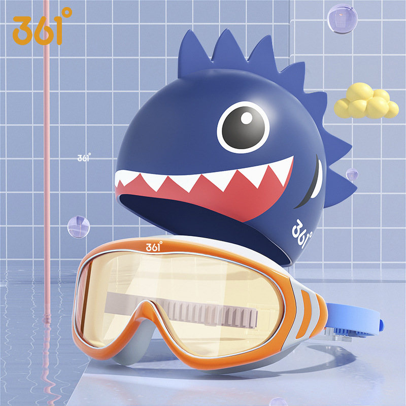 Picture of 361 Kidsren's Swimming Goggles for Boys and Girls High-Definition Waterproof and Anti-Fog Large-Frame Swimming Goggles Professional Swimming Goggles Swimming Cap Swimming Set
