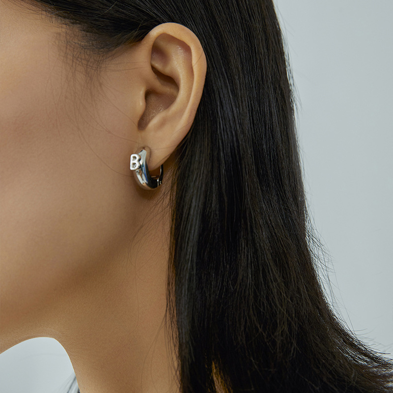 Picture of European and American B Letter Earrings 2020 New European and American Style Earrings Simple Small Cold Earrings Earrings for Women