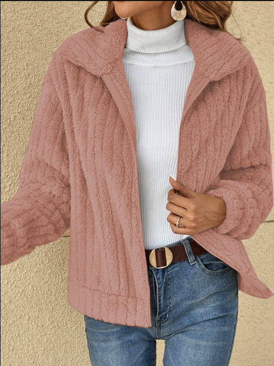 Picture of Amazon Europe and the United States cross-border women's temu2025 autumn and winter new wool plush cardigan lapel short coat