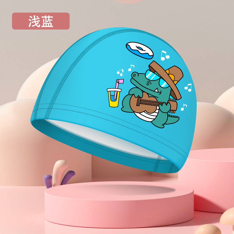Picture of Children's swimming cap boys and girls waterproof head professional pu swimming cap cartoon pattern baby swimming cap wholesale