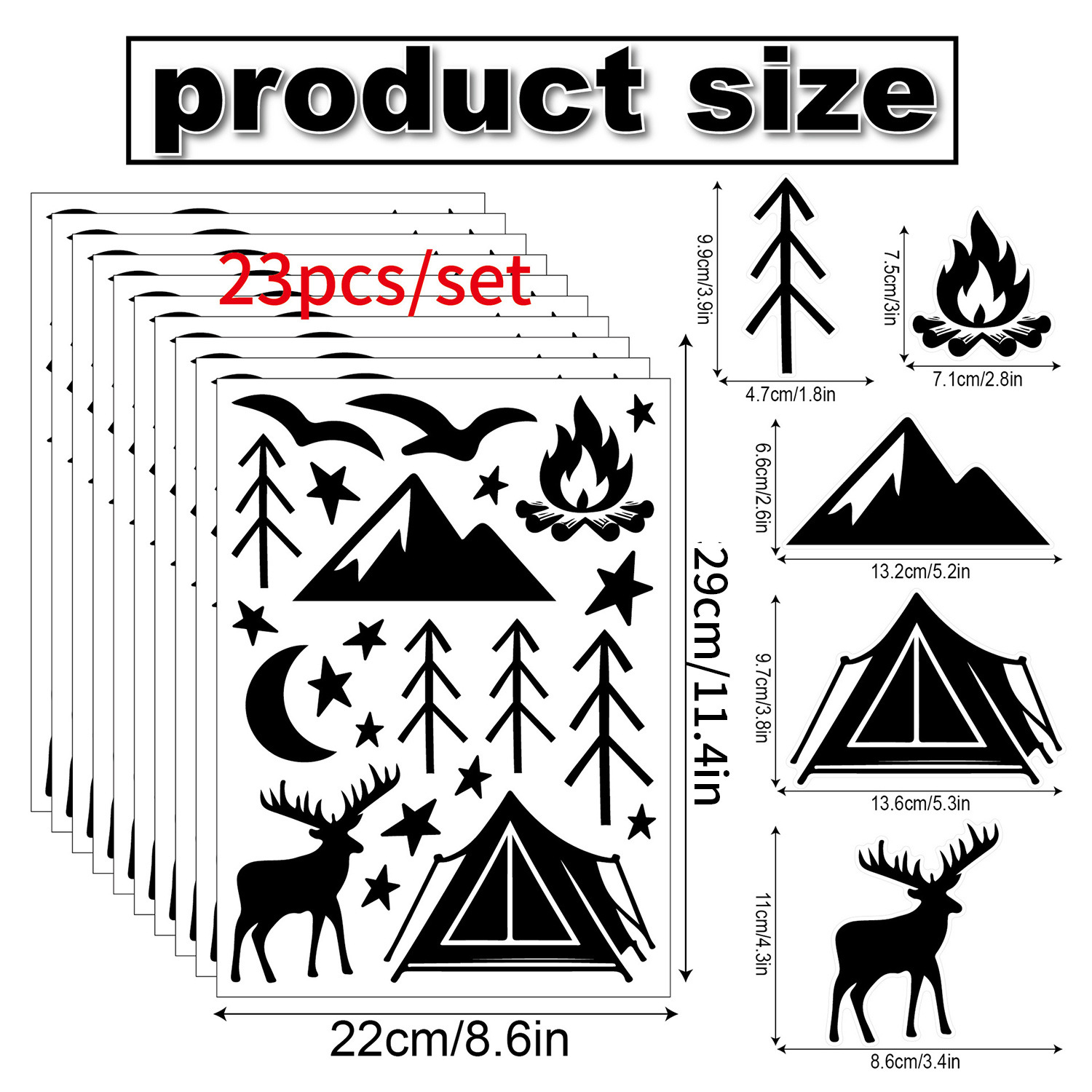 Picture of Cross-border Amazon Foreign Trade Cow Spotted Pattern Wall Stickers Black Geometric Stars Bedroom Home Decoration Wall Stickers