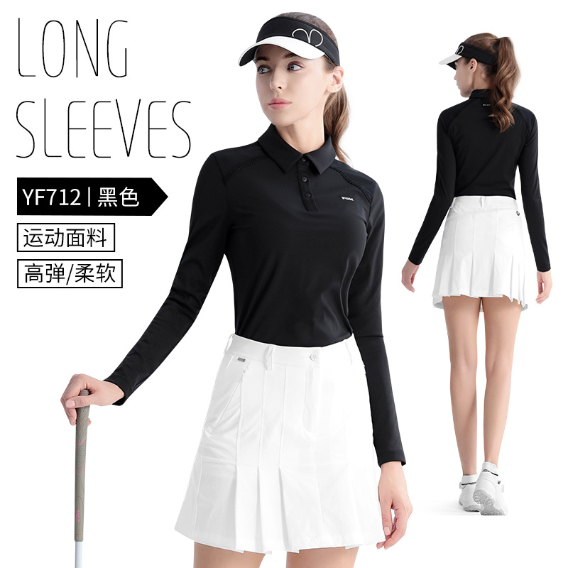 Picture of PGM Golf Clothing Women's Summer Long Sleeve T-Shirt POLO Shirt High Elastic Top Slim Breathable Comfortable Sportswear