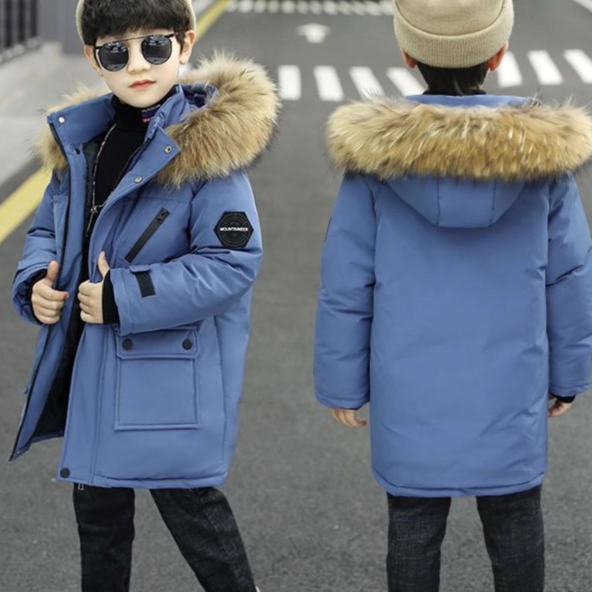 Picture of Children's winter jacket thickened cotton-padded coat 2023 new boys' Western style mid-length cold-proof warm cotton-padded coat handsome