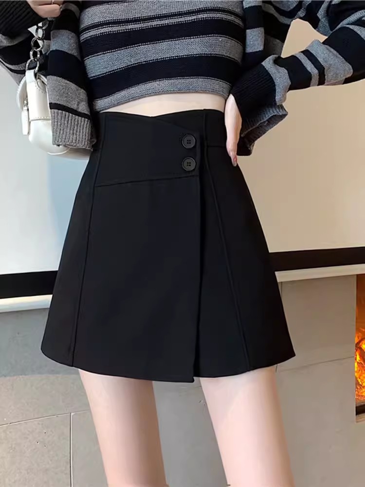 Spring and Autumn New Suit Short Pants Skirt Women's All-match Loose Casual Skirt Slimming Irregular Wide Leg Pants Ins Style