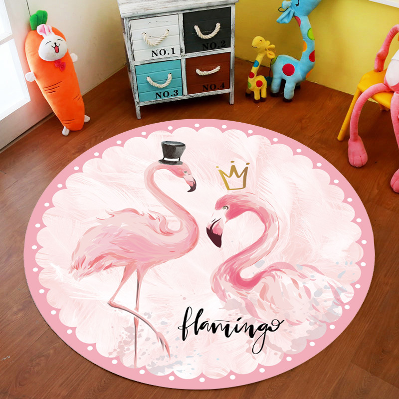 Picture of Cross-Border Cartoon Round Carpet Bedroom Cute Full Bedside Mat Thickened Crystal Velvet Children's Floor Mat Room Carpet