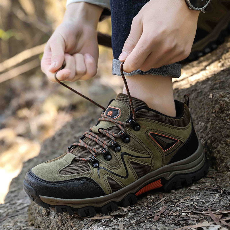 Cross-Border 2023 Spring & Fall New Low-Top Lace-Up Hiking Shoes Men's Outdoor Shoes Large Size Off-Road Hiking Shoes Travel Shoes