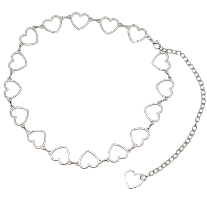 Picture of European and American Cross-Border Jewelry Simple New Cut Out Heart Size Peach Heart Waist Ornaments Cold Style Hip-Hop Pants Chain Waist Chain