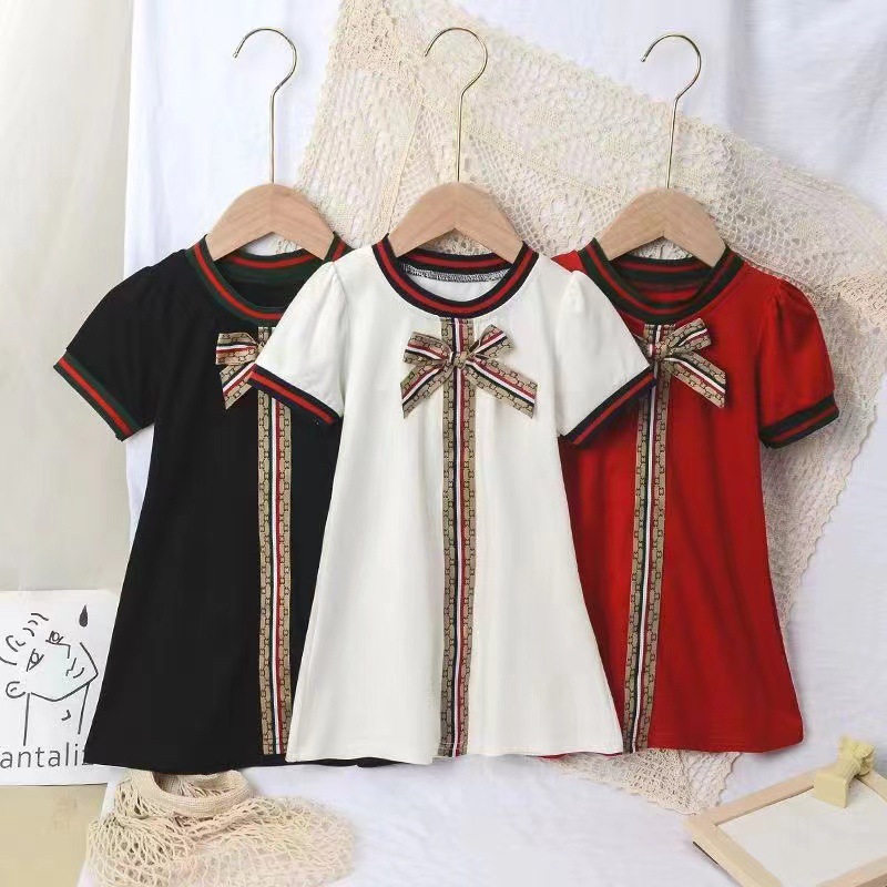 Picture of Factory girls' ethnic style dress short sleeve bow multi-color dress children's clothing summer wholesale