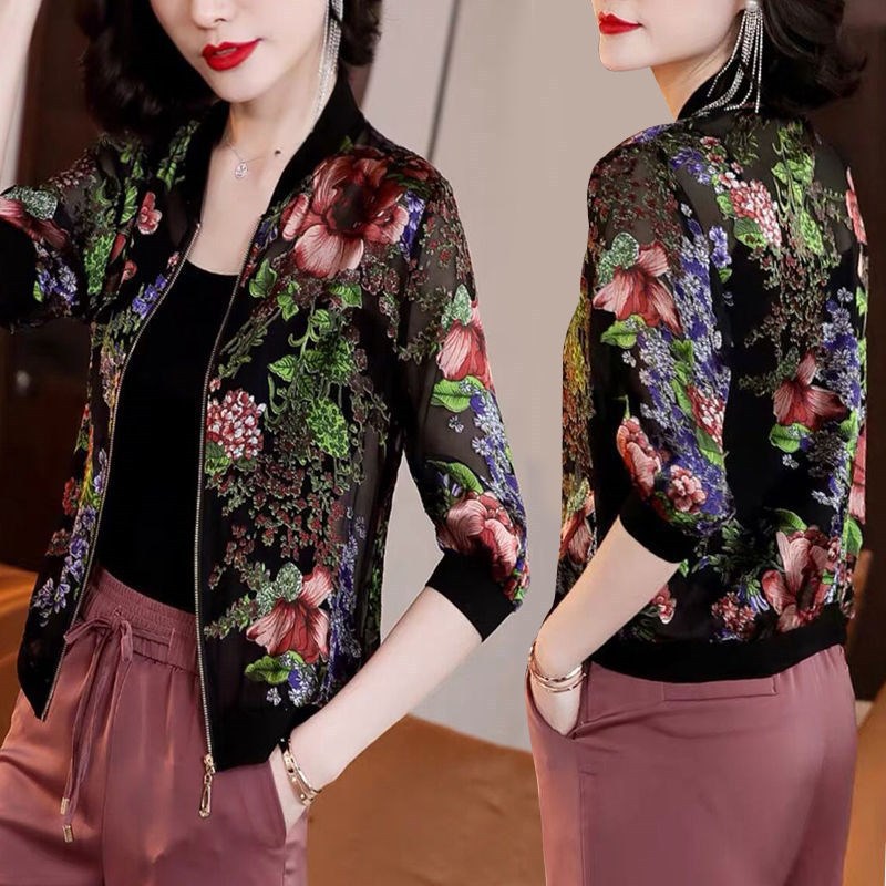 Picture of Cross-border Southeast Asia New Small Coat Women's Elegant Zipper Baseball Suit Top Large Size Loose Slim-fit Cardigan Jacket