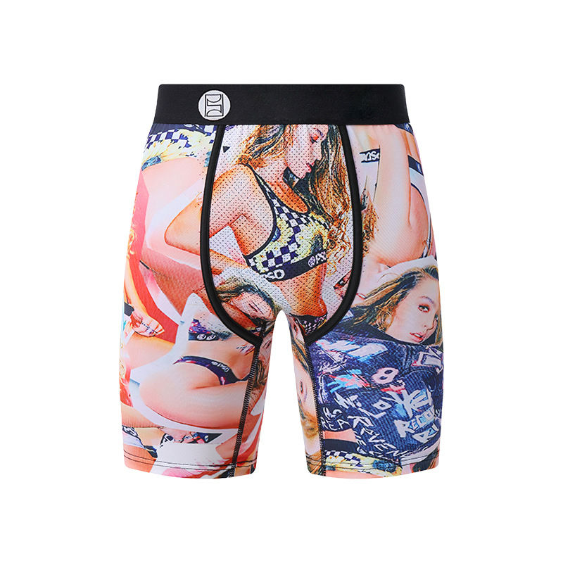 Picture of Men's Underwear Cartoon Print Men's Quick-Drying Boxer Briefs Sports Underwear Fitness Extended Underwear Men's Wholesale