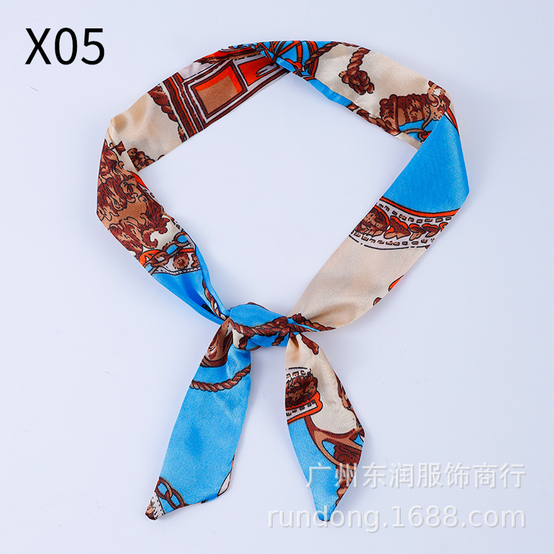 Picture of Silk Scarf Wholesale Long Beveled Small Silk Scarf Double-layer All-match Hair Belt Ribbon Decoration Tie Bag Hand Gift Box Silk Scarf