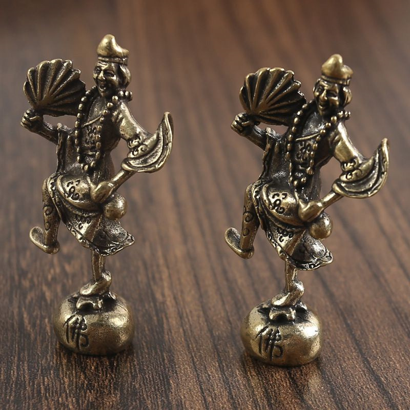 Vintage Brass living Buddha Jigong copper statue desktop decoration antique Miscellaneous copper carving Buddha statue crafts old bronze ware wholesale