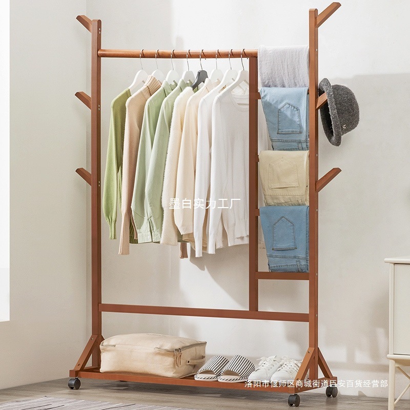 Coat Rack, Clothes Rack, Bedroom Floor-Standing Vertical Clothes Drying Rack, Indoor Household Storage and Storage, Simple