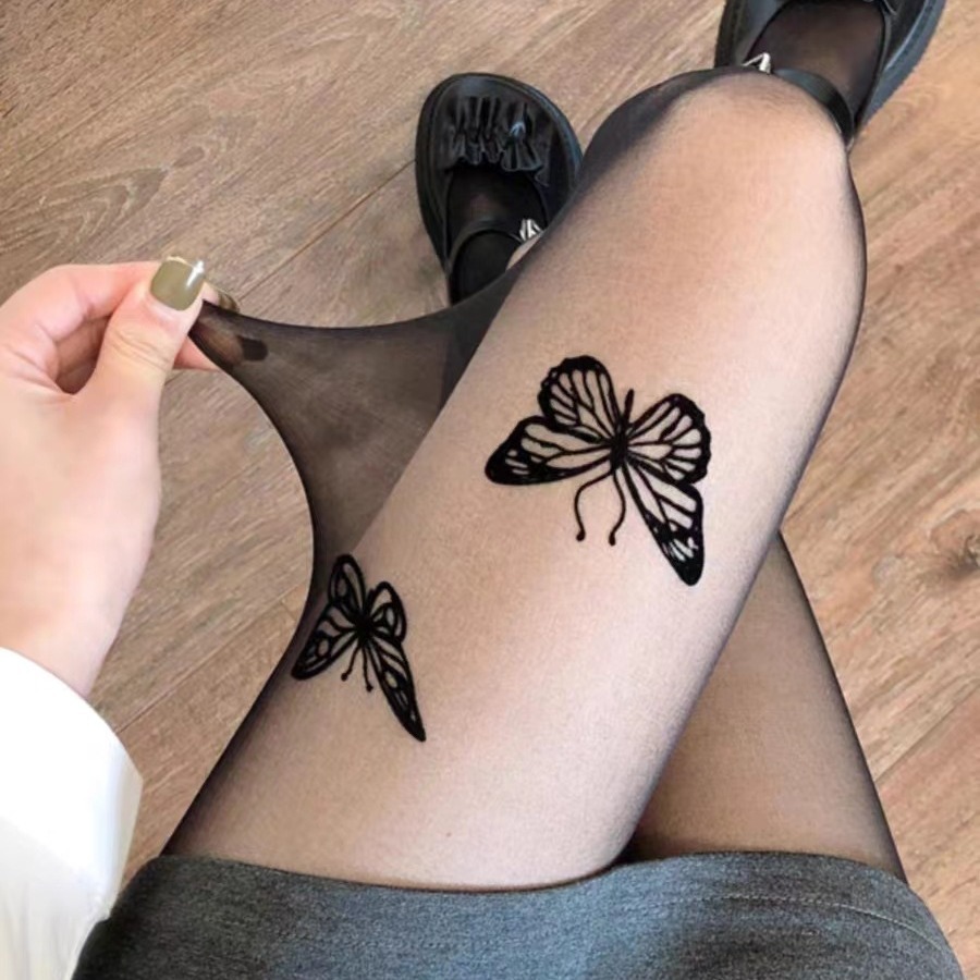 Picture of 2024 New Black Silk Stockings Pure Anti-hook Silk Stockings Children Spring and Autumn Bottoms Butterfly Silk Pantyhose