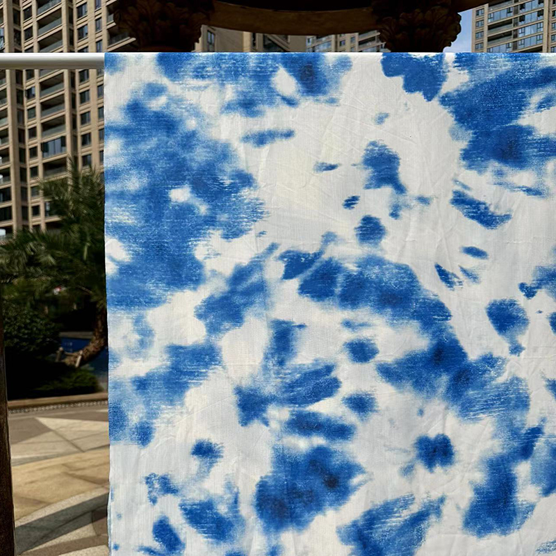 Picture of Cotton Traditional Tie-Dye Pattern Fabric Ethnic Style Blue Dye Kindergarten Environmental Background Cloth Mantle Decorative Fabric