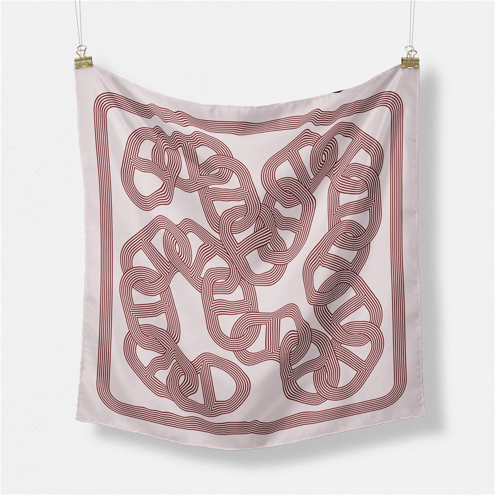 Picture of New 53cm Fashion Small Square Scarf Taiwan Version Printed Twill Satin Machine Fine Rolled Edge Women's Scarf Headscarf Wholesale