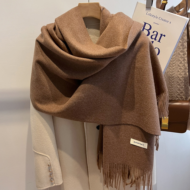 Picture of Blue Imitation Cashmere Scarf for Women 2025 New Winter K-Style Thickeneded Light Blue Scarf Versatile Dual-Use Shawl