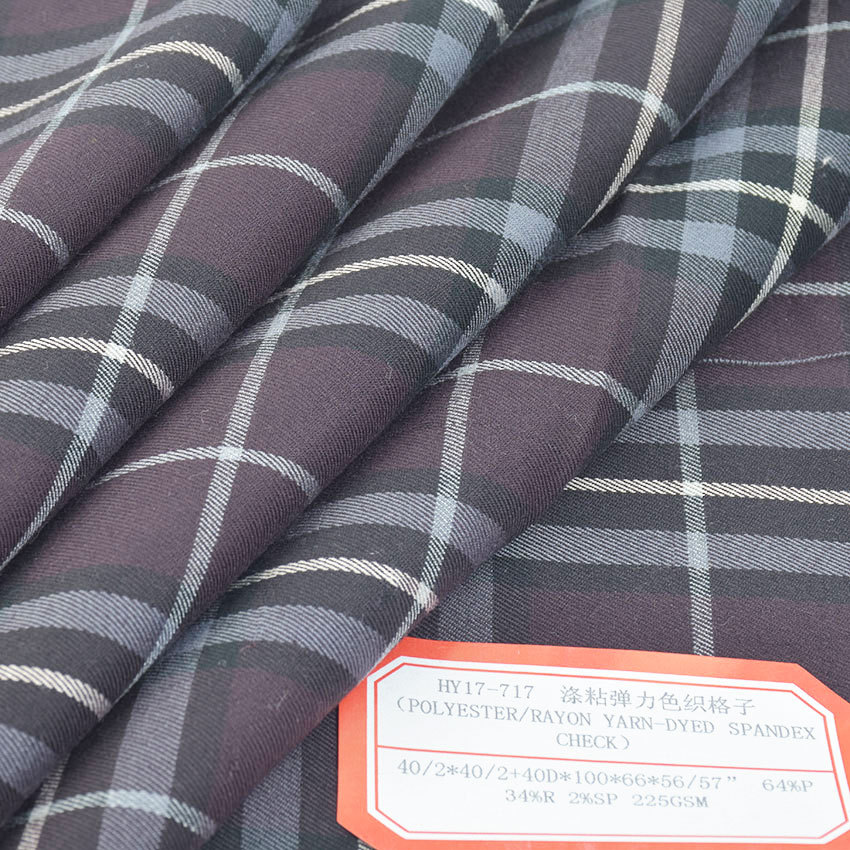 Plaid Polyester Viscose Elastic Plaid 40/2 Yarn-dyed Plaid Trousers 40D Yarn-dyed Plaid Trouser