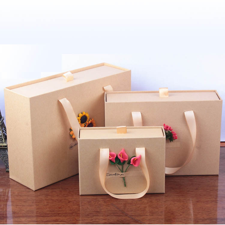 Vintage Kraft paper packing box DIy fresh rectangular gift box birthday gift box drawer box