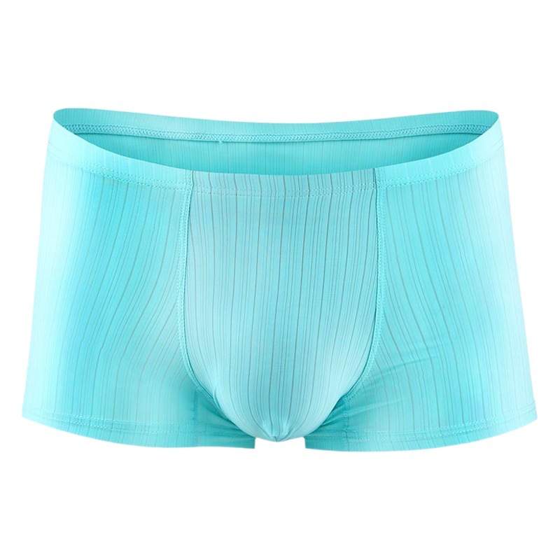 Summer Men's Ice Silk Seamless Underwear Thin Breathable Four-Corner Shorts One-Piece Youth Underpants Sexy Boxers Head