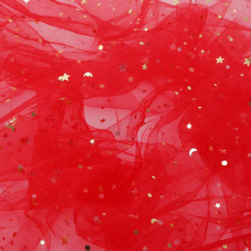 Picture of Can be used for cutting star and moon yarn sequins cloth net red yarn soft veil mesh gauze hand gift decorative gauze star yarn