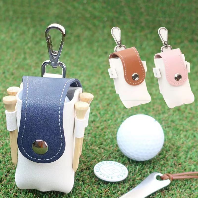 in stock Golf Bag Ball Stud Storage Leather Case Outdoor Sports Mini Golf Bag Portable Waist