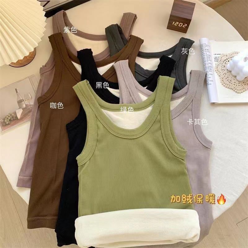 Autumn and Winter Velvet Thickened Warm Camisole Base Slim-fit Sleeveless Base Shirt Heating Camisole Women's Thermal Underwear