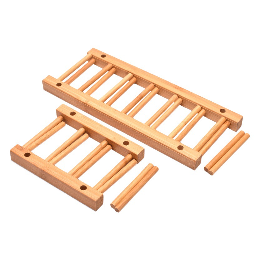 In stock tea cake storage rack cross-border creative bamboo display rack kitchen dish tray tea cup draining rack