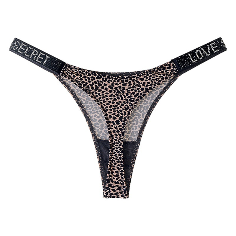 Traceless Women's Sexy Rhinestone Ice Silk Fitness Quick-drying Sports Zebra Striped Leopard Print European and American Letter T-pants
