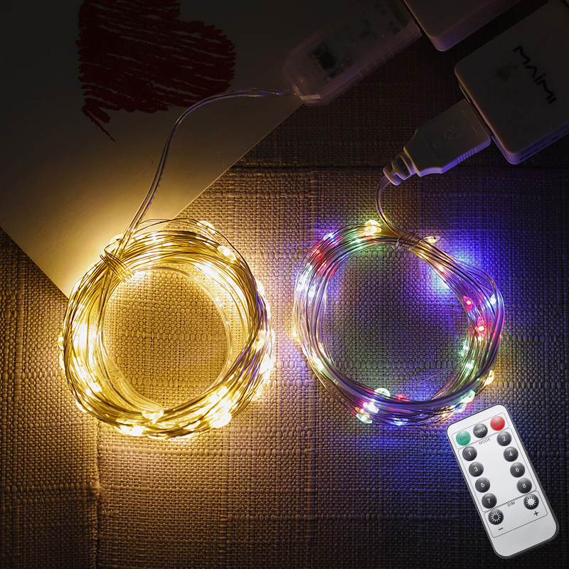 Led Cross-Border USB Copper Wire Light Remote Control Light String Copper Wire Star Light Holiday Room Outdoor Camping Style Atmosphere Decorative Light